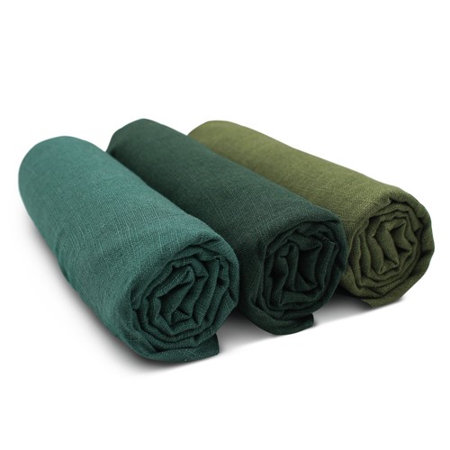 Leinenstoff washed 3er - , uni
